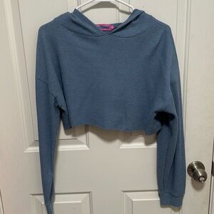 Light Blue Edikted Cropped Hoodie
